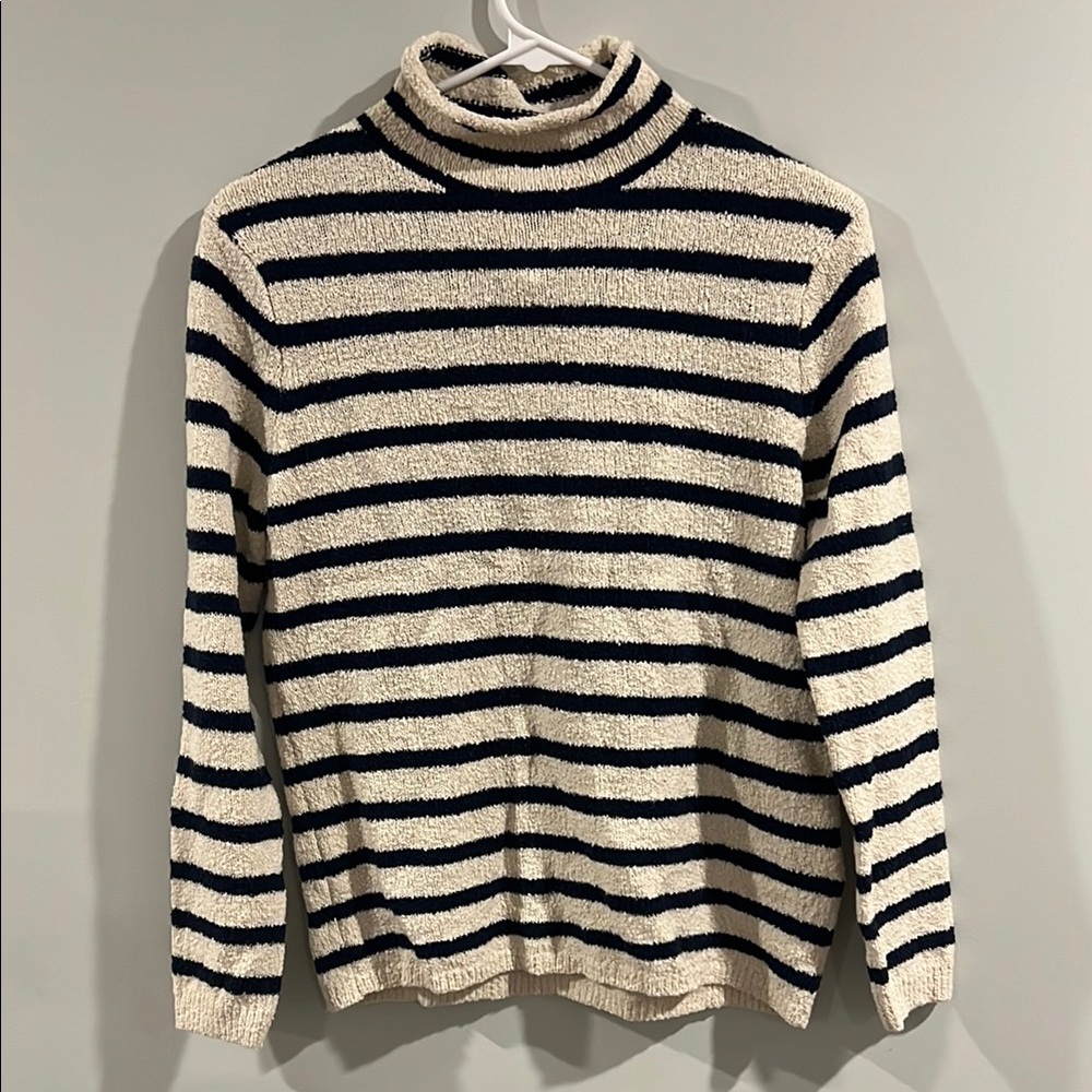 J. Crew Navy and White Turtleneck Sweater, Size XS (NWT)
